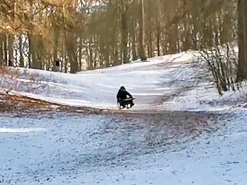 Fahrer auf QUADRO Schlitten erreicht sein Ziel