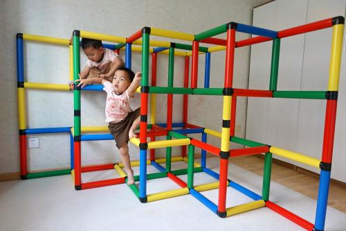 Boys on jungle gym